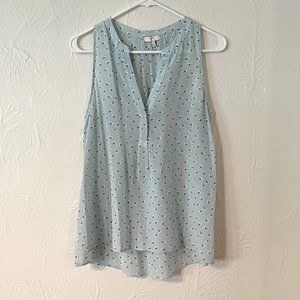 Joie Aruna Floral Silk High-Low Sleeveless Split Neck Tank Top